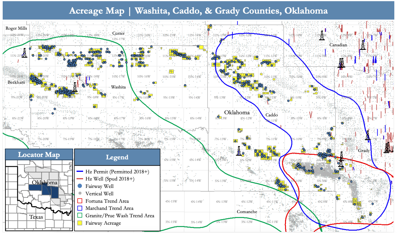Fairway Resources Midcontinent Leasehold Oklahoma Asset Map (Source: PetroDivest Advisors)