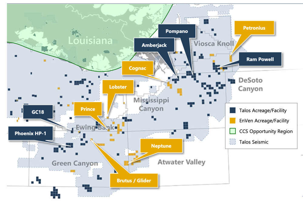 Hart Energy 2022 - Talos Energy Acquires EnVen Energy - Gulf of Mexico investor presentation asset map