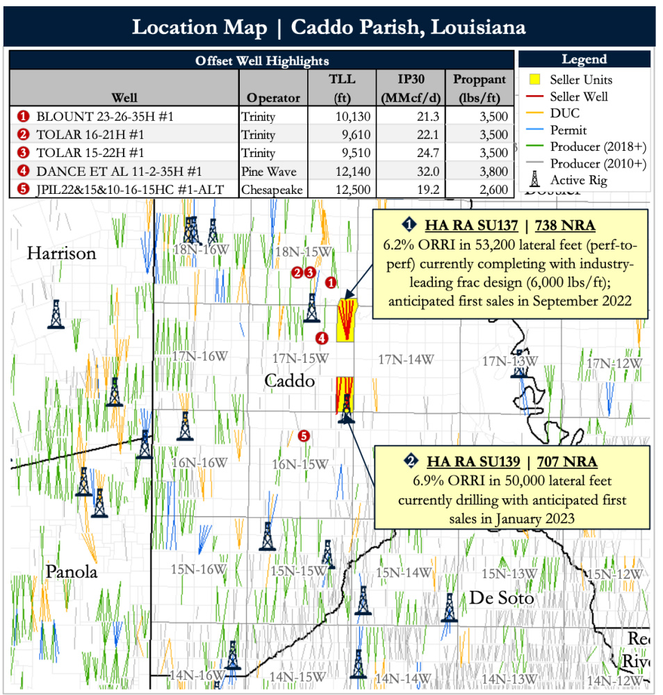 Hart Energy August 2022 - Detring Energy Advisors Marketed Map - Core Haynesville Overriding Royalty Interest