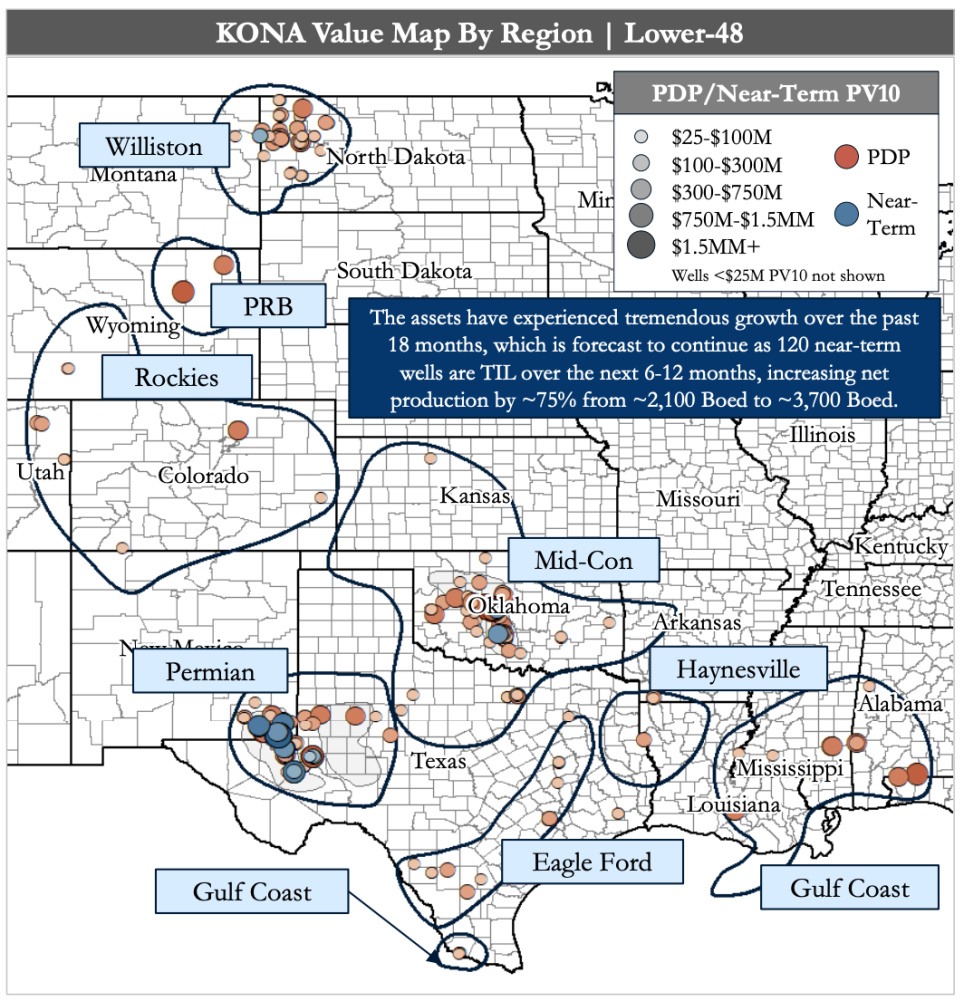 Hart Energy August 2022 - Detring Energy Advisors Marketed Map - KONA Oil and Gas Nonoperated Multibasin Opportunity