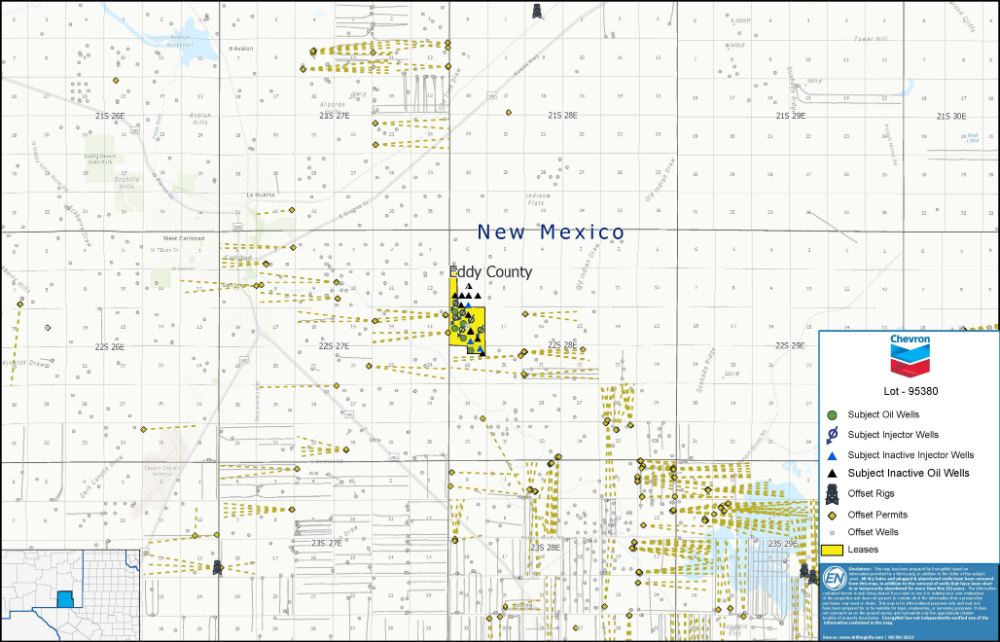 Hart Energy August 2022 - EnergyNet Marketed Map 1 - Chevron USA Eddy County New Mexico Operations HBP Leasehold