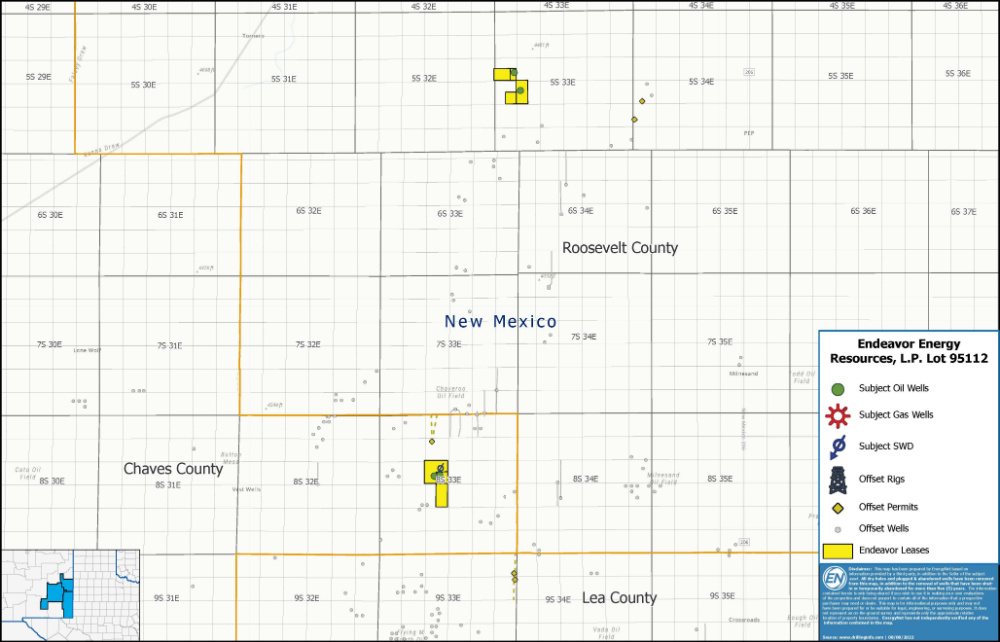 Hart Energy August 2022 - EnergyNet Marketed Map 1 - Endeavor Energy Resources Permian Basin Operated Well Package