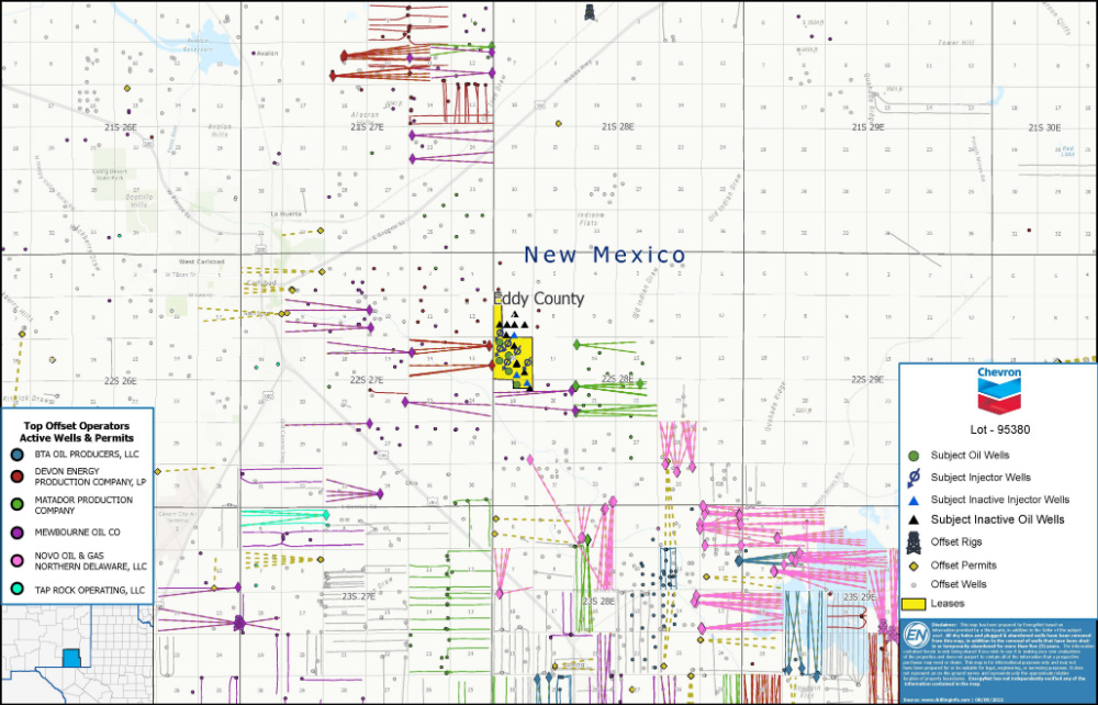 Hart Energy August 2022 - EnergyNet Marketed Map 2 - Chevron USA Eddy County New Mexico Operations HBP Leasehold