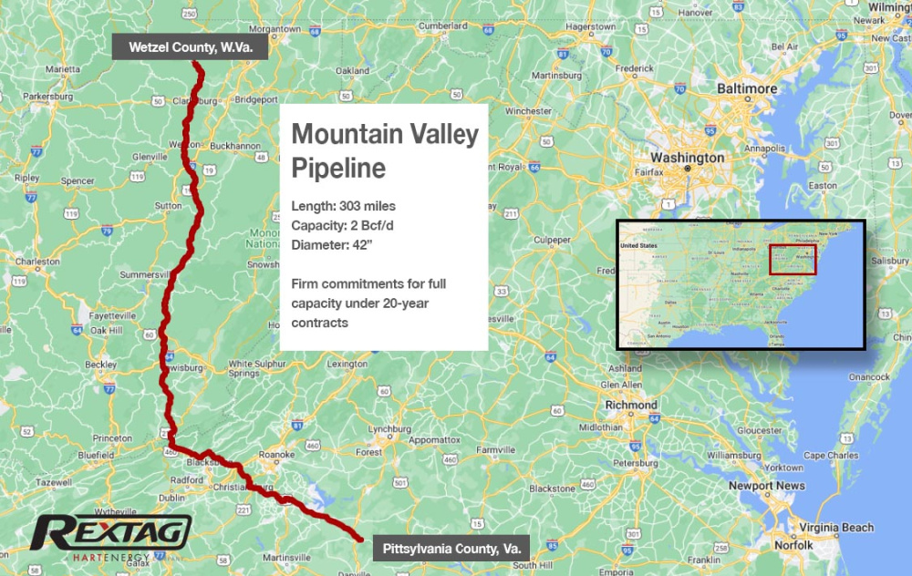 Hart Energy August 2022 - Joe Manchin Deal to Speed Permitting is Not a Done Deal - Mountain Valley Pipeline Rextag map