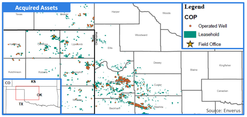 Hart Energy July 2022 - Diversified Energy ConocoPhillips Midcontinent acquisition - Investor presentation acquired asset map