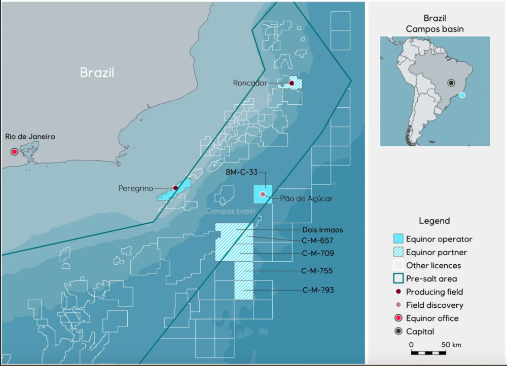 Hart Energy July 2022 - TechnipFMC Equinor Brazil FEED contract - Brazil Campos Basin Map