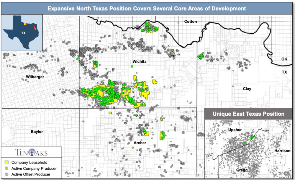 Hart Energy July 2022 - TenOaks Energy Advisors Marketed Map - IStick Capital R2Q Operating Operated North East Texas Properties
