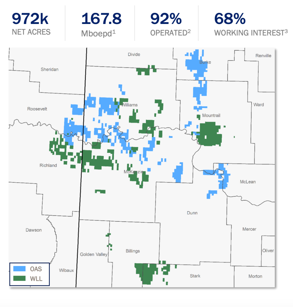 Hart Energy July 2022 - Whiting Oasis Petroleum Become Chord Energy - Combined Acreage Map