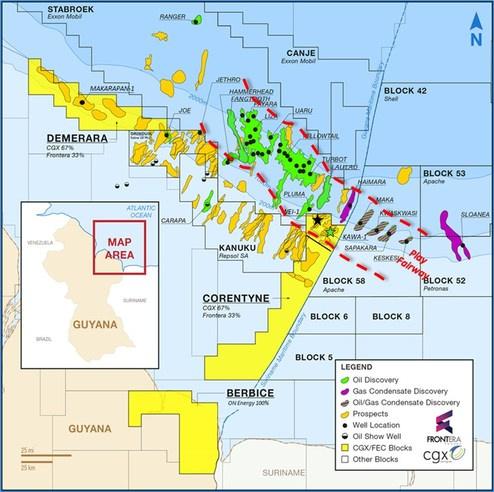 Hart Energy June 2022 - Exploration Offshore Guyana Frontera CGX Energy - Map