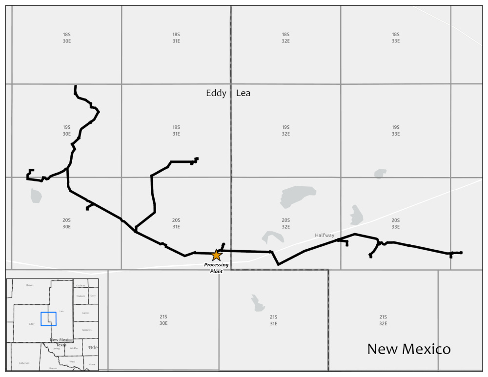 Hart Energy June 2022 - Matador Resources Midstream Acquisition - Map of Lane Gathering and Processing System