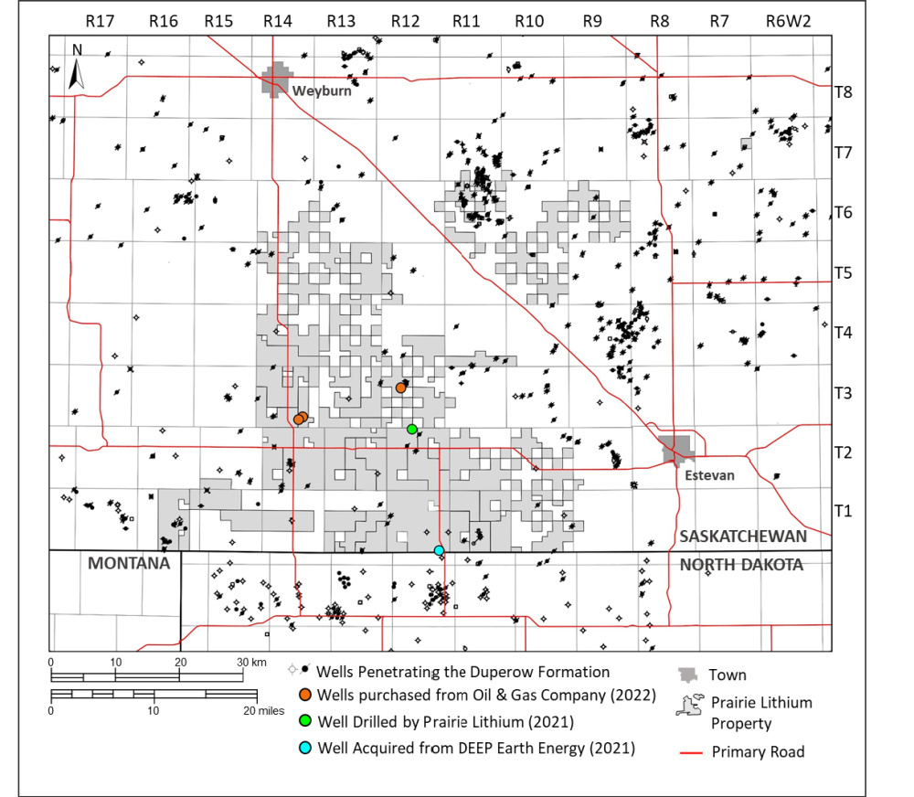 Hart Energy September 2022 - Energy Transition in Motion - Map of Prairie Lithium Mineral Permit Area and Wells