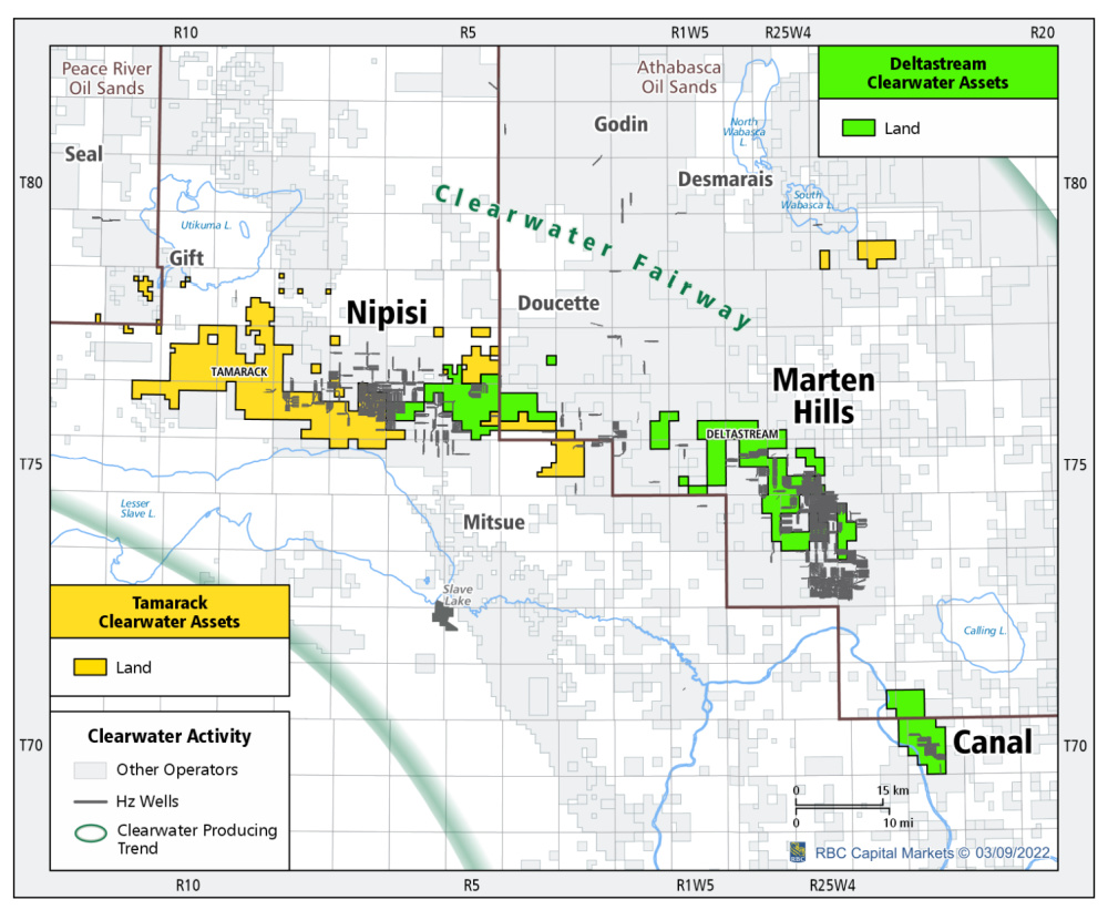 Hart Energy September 2022 - Tamarack Valley Energy to Acquire Private Oil Producer - Deltastream investor presentation asset map