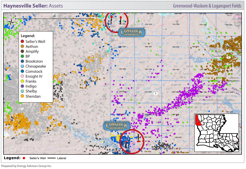 Haynesville Nonop For Sale Asset Map (Source: Energy Advisors Group)