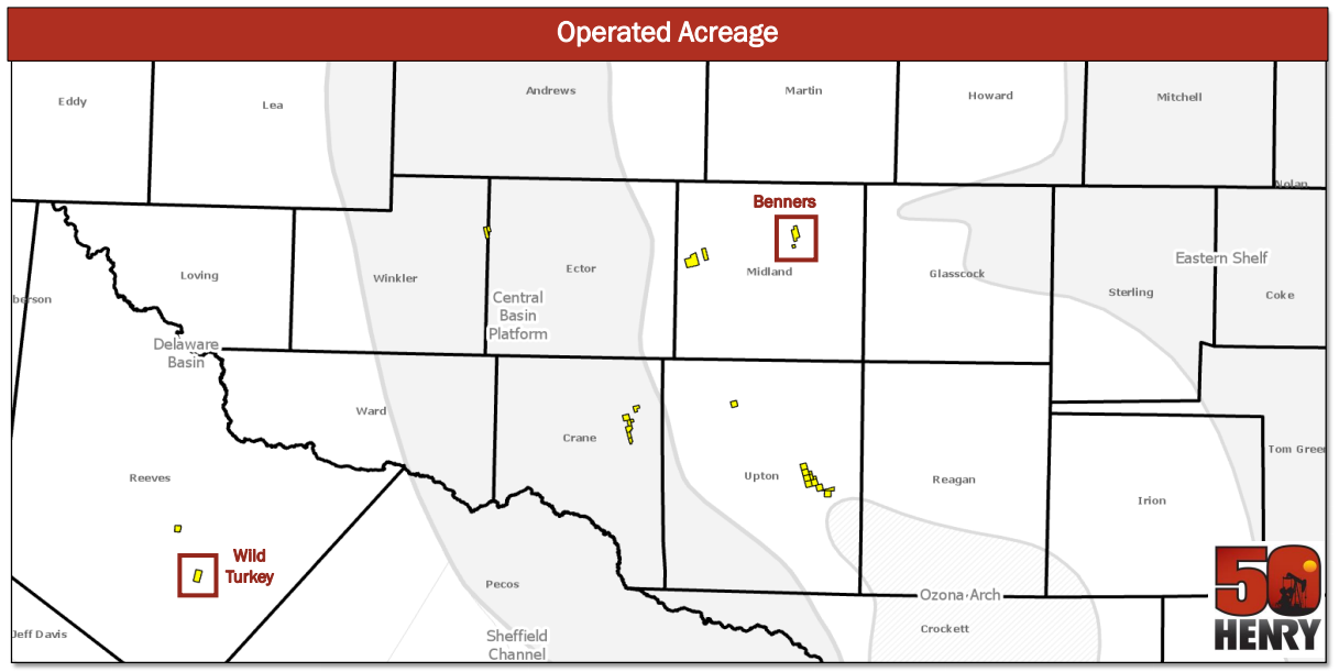 Henry Resources Operated Permian Basin Acreage Map (Source: Henry Resources LLC Executive Oil Conference Presentation November 6, 2019)