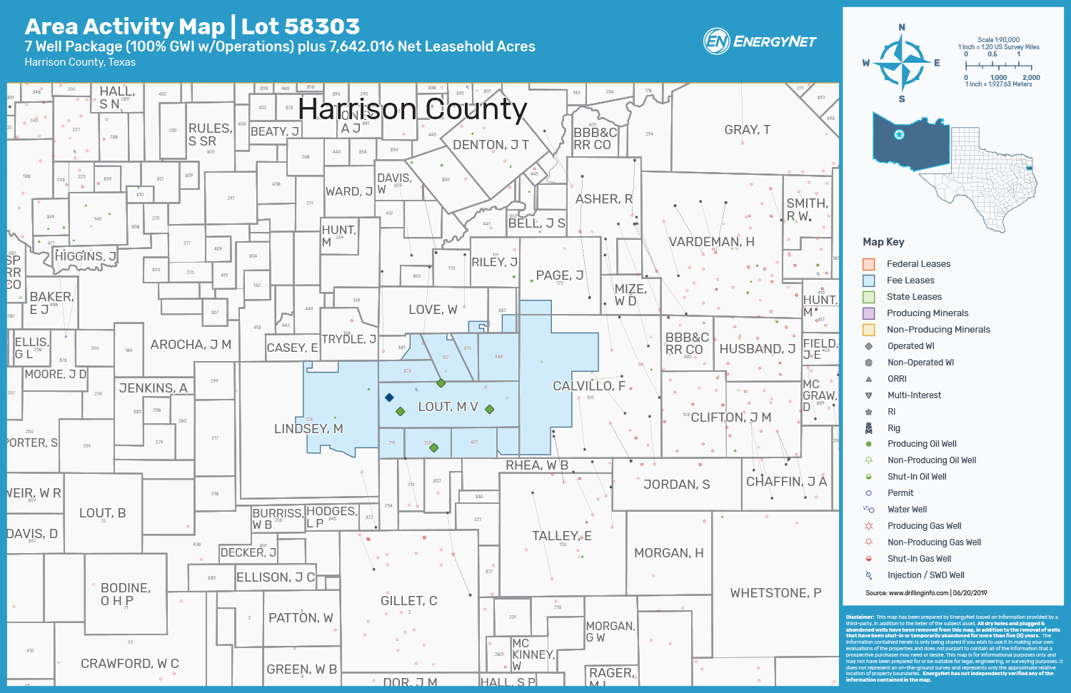 Horizontal Cotton Valley Opportunity, Harrison County, Texas Asset Map (Source: EnergyNet)