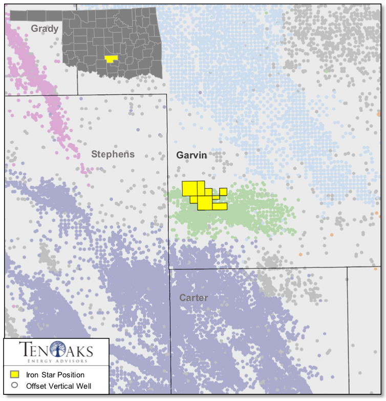 Iron Star Energy Operated Oklahoma Property, Garvin County Asset Map (Source: TenOaks Energy Advisors LLC)