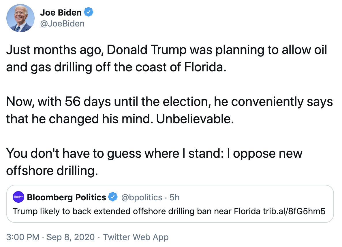 Joe Biden Twitter September 8 2020