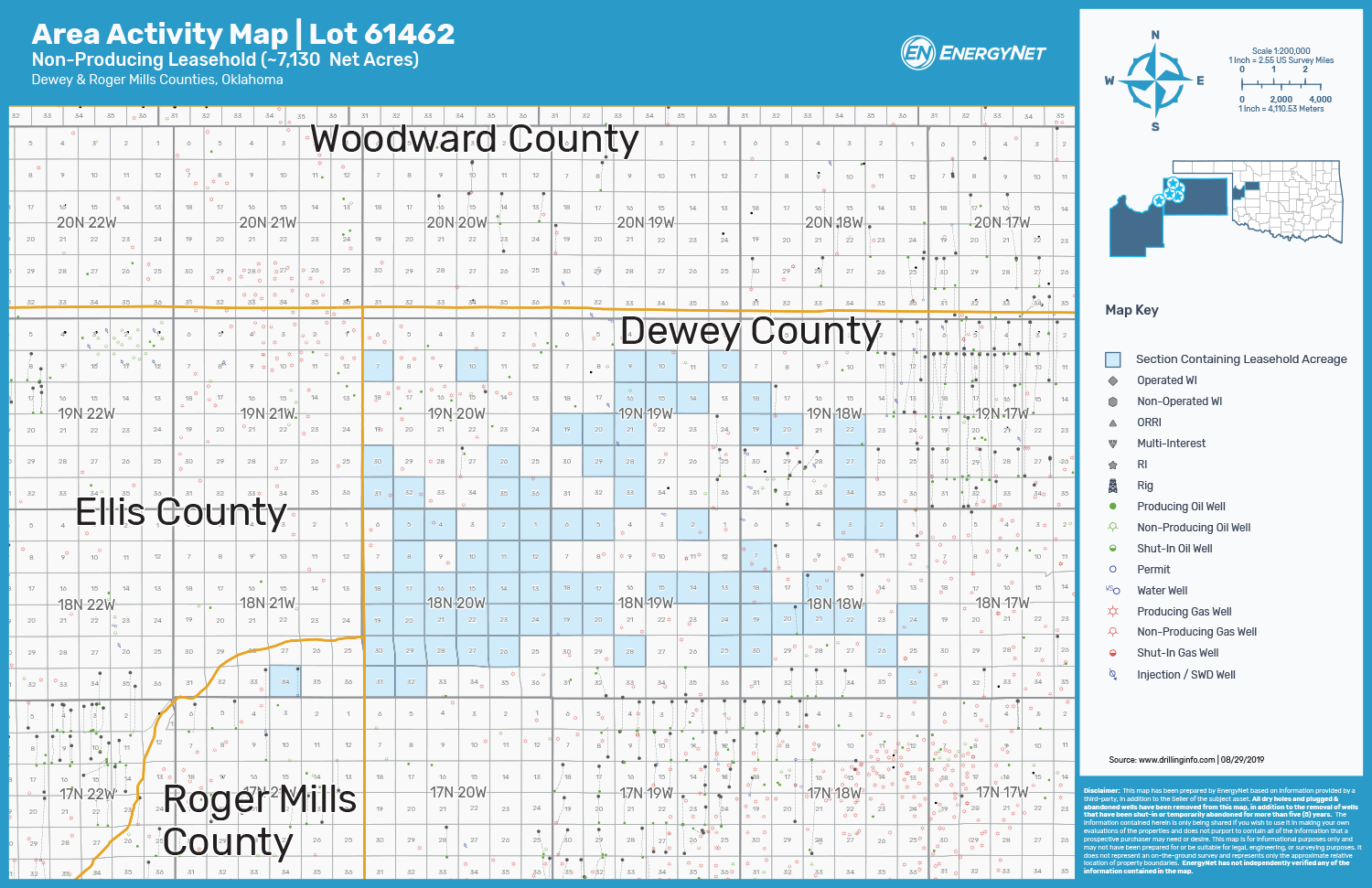 MEP Oklahoma Leasehold, Dewey And Ellis Counties Asset Map (Source: EnergyNet)