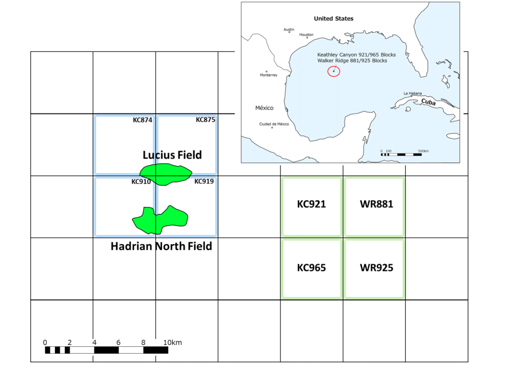 Map Of Keathley Canyon Blocks 921/965 And Walker Ridge Blocks 881/925 In Southern US Gulf Of Mexico (Source: Inpex Corp.)
