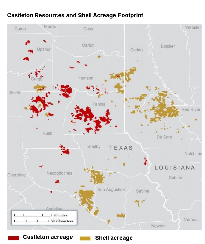 Castleton Resources and Shell Acreage Footprint Map