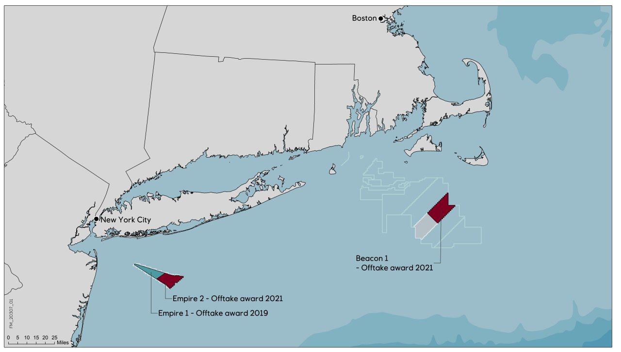 Map of Equinor Offshore Wind Operations in the U.S.