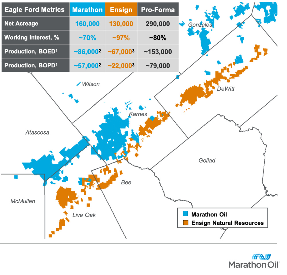 Marathon Oil Ensign Natural Resources Eagle Ford Acquisition Asset Map