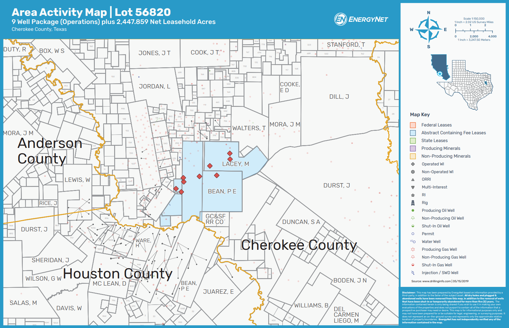Maverick Natural Resources East Texas White Oak Creek Field Asset Map (Source: EnergyNet)