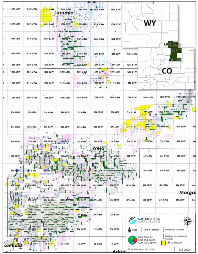 Meagher Energy Advisors Marketed Map - Lincoln Energy Partners D-J Basin Producing Undeveloped Minerals