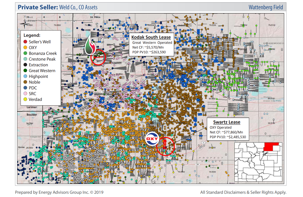 Merced Capital Niobrara Producing Nonop Asset Map Weld County, Colorado (Source: Energy Advisors Group Inc.)