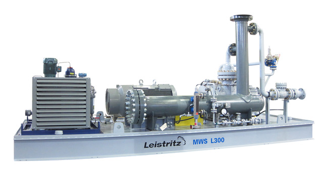 A complete packaged twin-screw multiphase production system is shown ready for installation in the field. (Source: Leistritz Advanced Technologies Corp.)