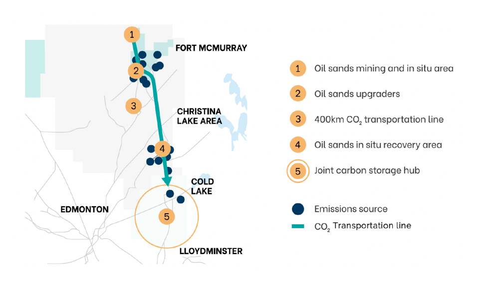 Oil Sands Pathways Carbon Capture Network Map