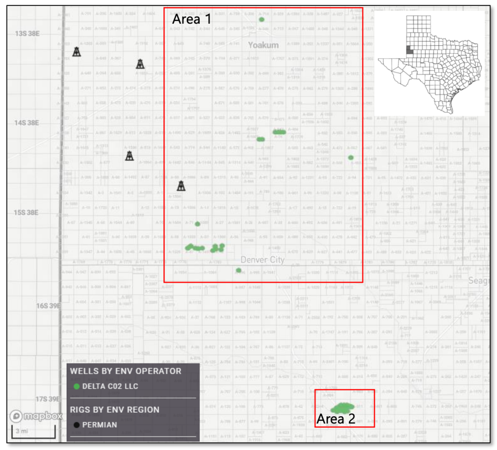 Oil and Gas Asset Clearinghouse Marketed Map - Delta CO2 Permian Basin Northwest Shelf Operated Working Interest Package