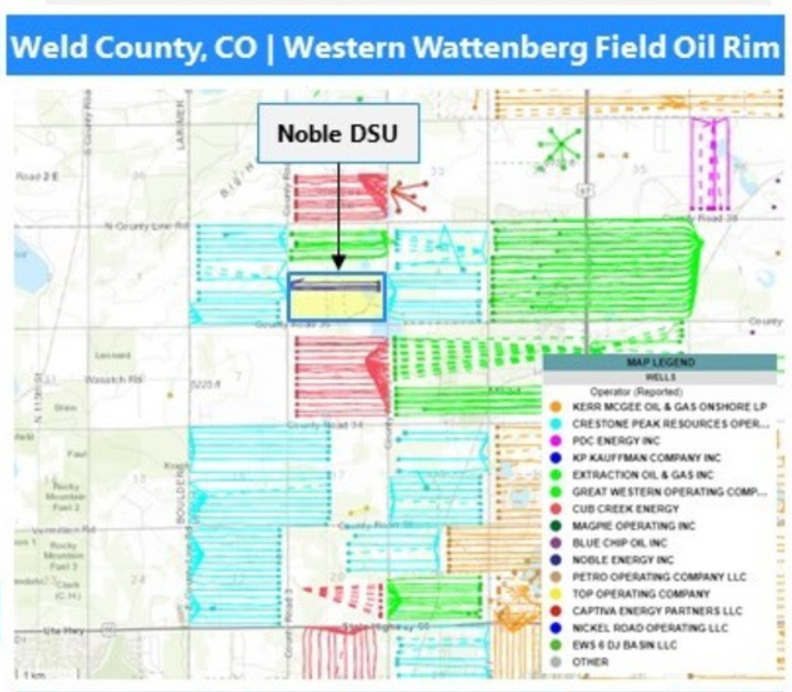 Oil and Gas Asset Clearinghouse Marketed Map - Nickel Road Operated Working Interest in Weld County Colorado