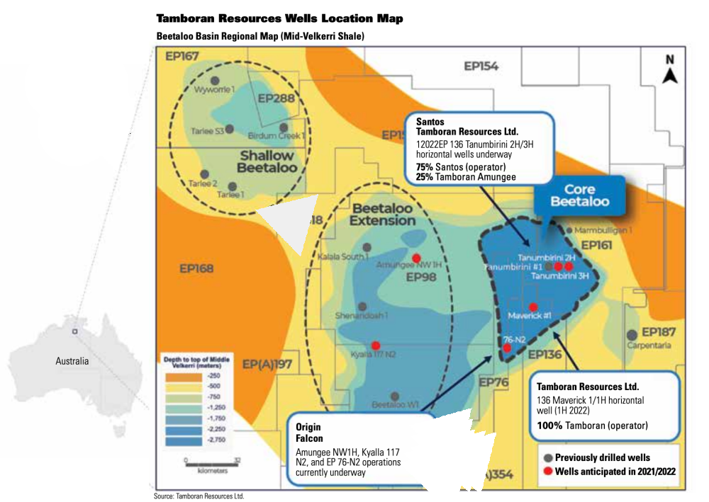 Oil and Gas Investor September 2021 Executive Q-A - The Unmasked Oilman - Tamboran Resources Wells Location Map