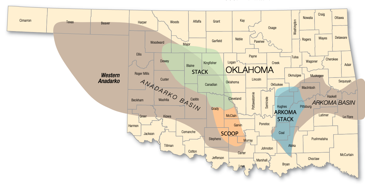Oklahoma oil and gas map