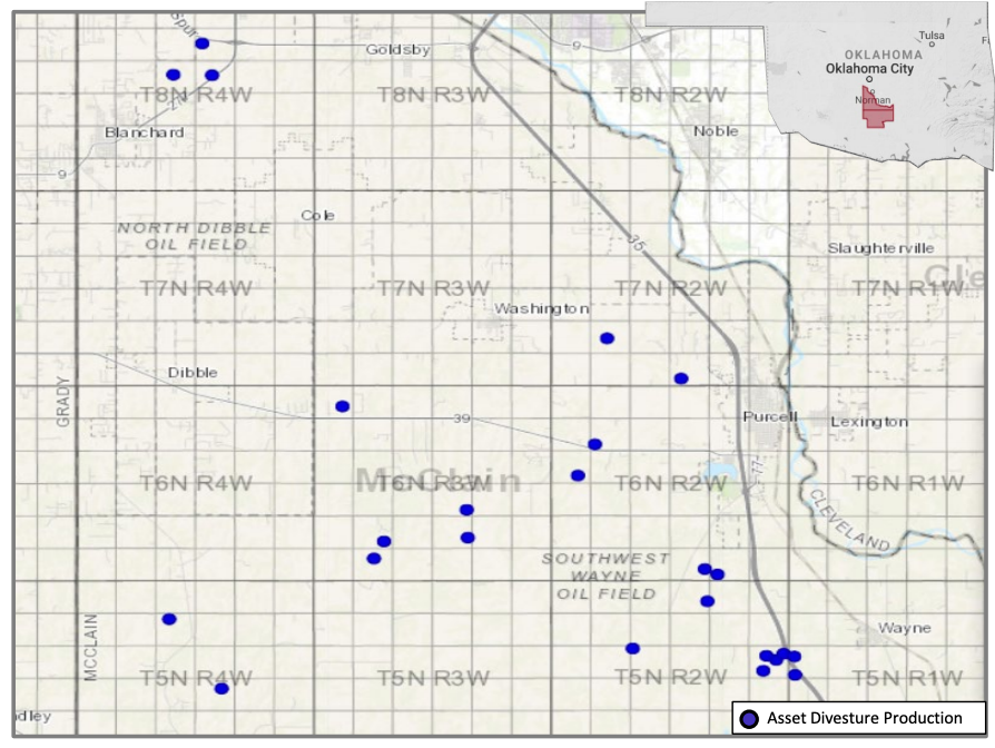 Oklahoma Nonop Multiwell PDP Package Asset Map (Source: Oil & Gas Asset Clearinghouse LLC)