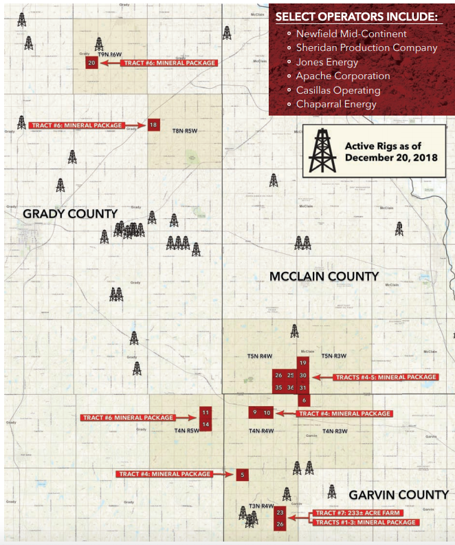 Oklahoma Scoop Oil Window Mineral Auction Asset Map (Source: Schrader Real Estate and Auction Co.)