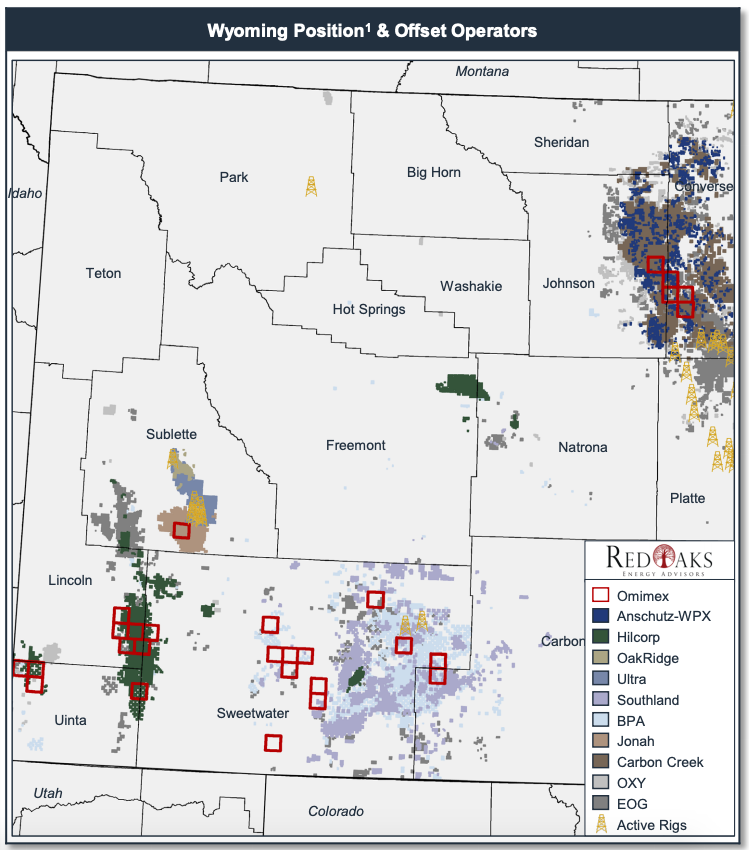 Omimex Resources Wyoming Position Asset Map (Source: RedOaks Energy Advisors LLC)
