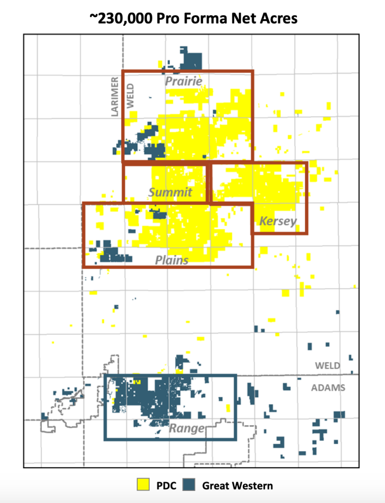 PDC Energy Great Western Petroleum Acquisition Map May 2022