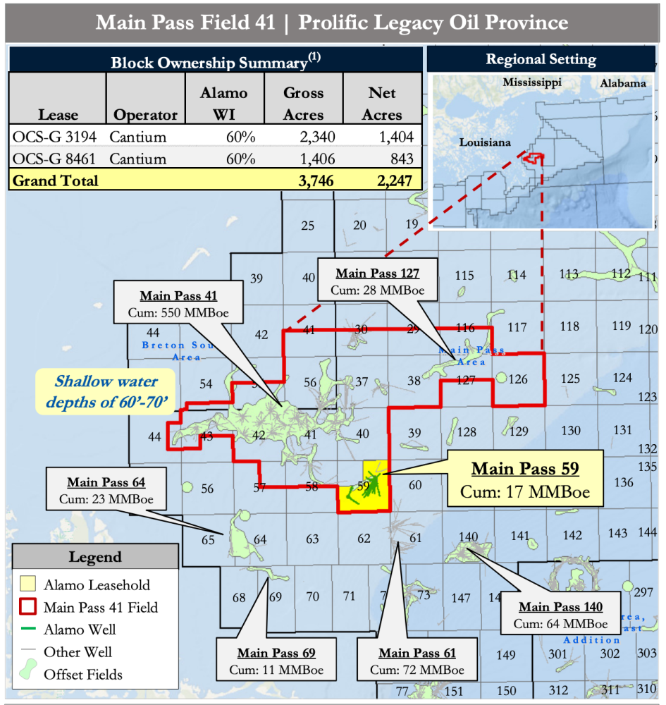 PetroDivest Advisors Marketed Map - Alamo Resources Nonoperated Gulf of Mexico Assets