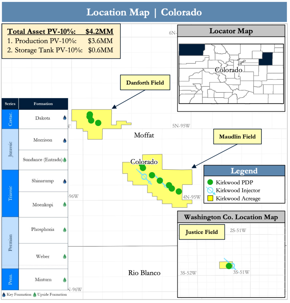 PetroDivest Advisors Marketed Map - Kirkwood Oil and Gas Colorado Upstream Opportunity