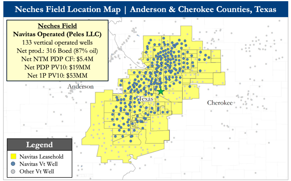 PetroDivest Advisors Marketed Map - Navitas Petroleum Operated Neches Field Opportunity
