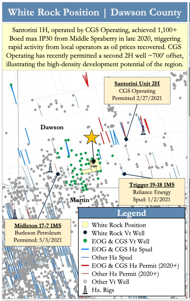 PetroDivest Marketed Map - White Rock Oil and Gas Midland Basin Development Dawson County Texas