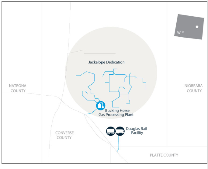 Powder River Basin Jackalope Gas Gathering System Asset Map (Source: Crestwood Equity Partners LP)