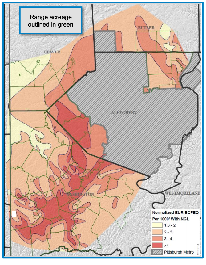 Range Resources Appalachia Asset Map (Source: Range Resources Corp. July 2019 Company Presentation)