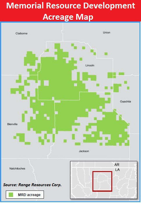 Range Resources, Memorial Resource Development North Louisiana Terryville Field Map