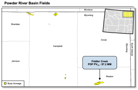 RedOaks Energy Advisors Marketed Map - Boaz Operated Powder River Basin Divestiture