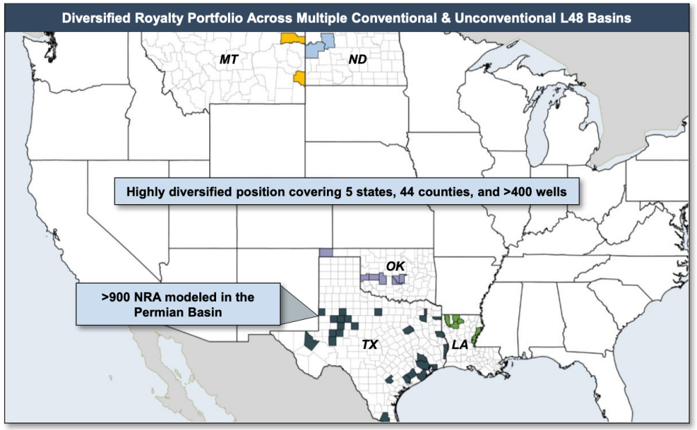 RedOaks Energy Advisors Marketed Map - Brown Foundation Diversified Royalty Divestiture