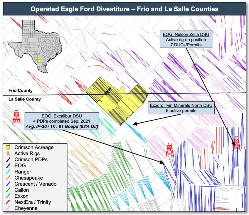 RedOaks Energy Advisors Marketed Map - Crimson Resources Operated Eagle Ford Divestiture