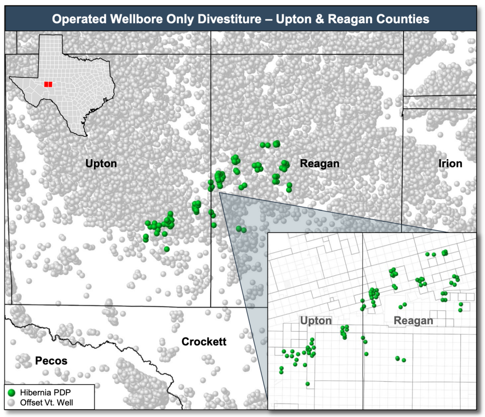 RedOaks Energy Advisors Marketed Map - Hibernia Resources Midland Basin Wellbore Only Divestiture